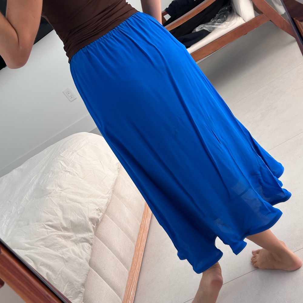 Alexis Blue Ruffled High-Low Midi Skirt - Picture 4 of 5